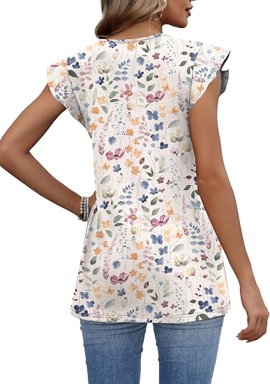 Ruffle Sleeve Babydoll Summer Blouse
