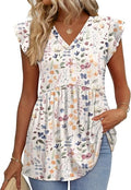 Ruffle Sleeve Babydoll Summer Blouse